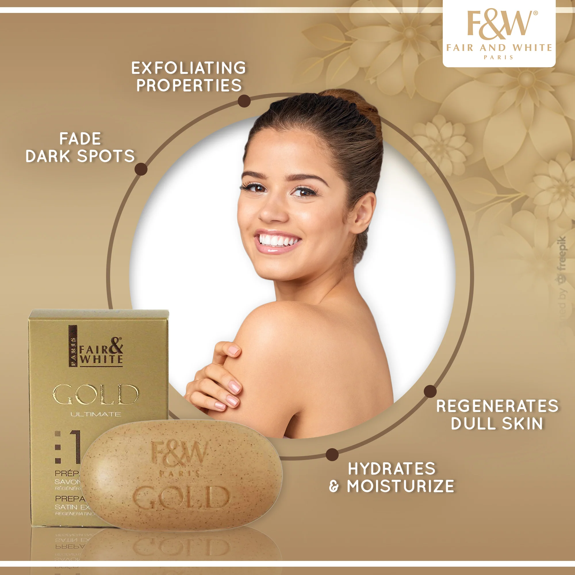Fair & White Gold Satin Exfoliating Bar Soap - Revives Skin - 200g / 7 oz - Image 3