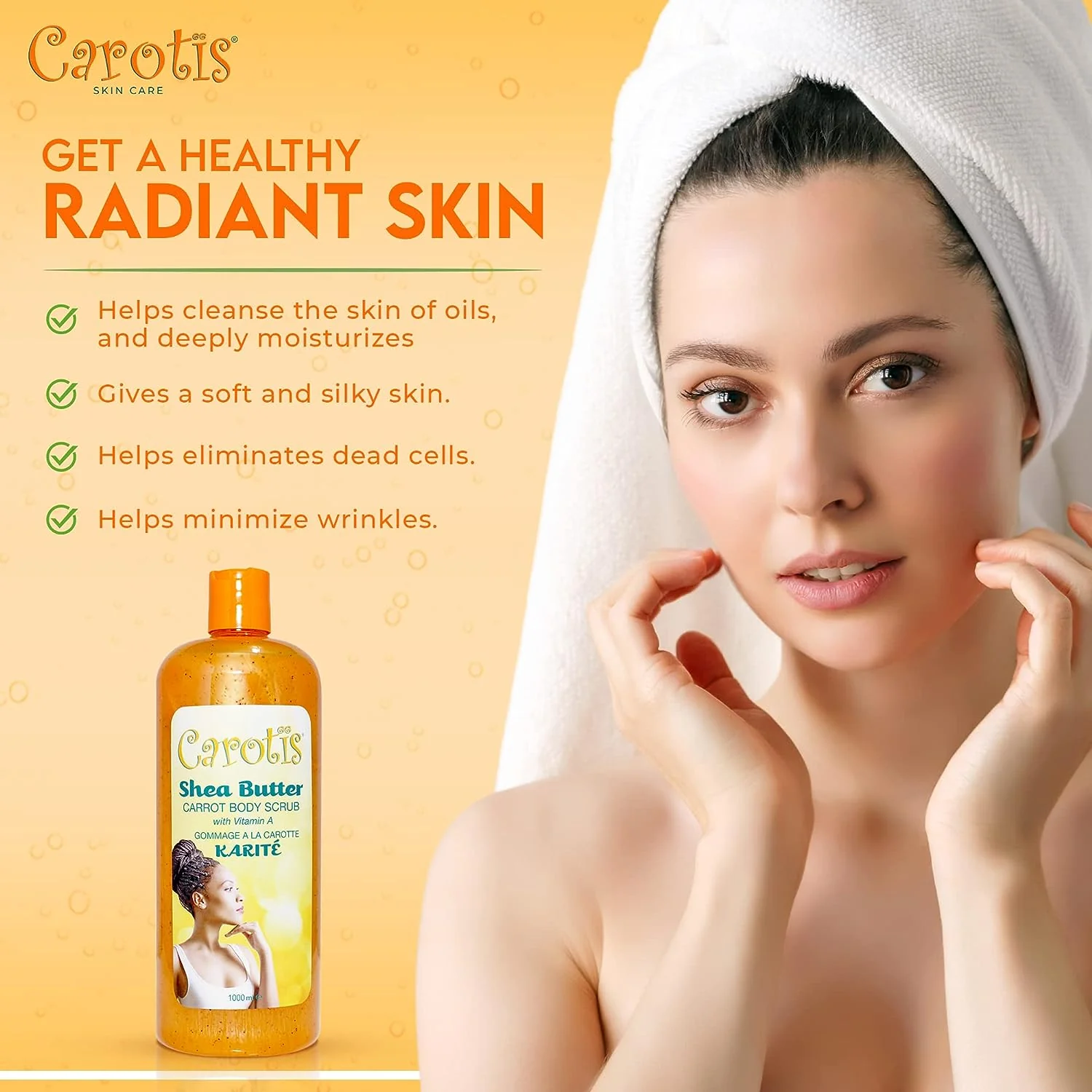 Carotis Shea Butter Carrot Body Scrub With Vitamin A 1000ml / 33.8 fl oz - Image 4