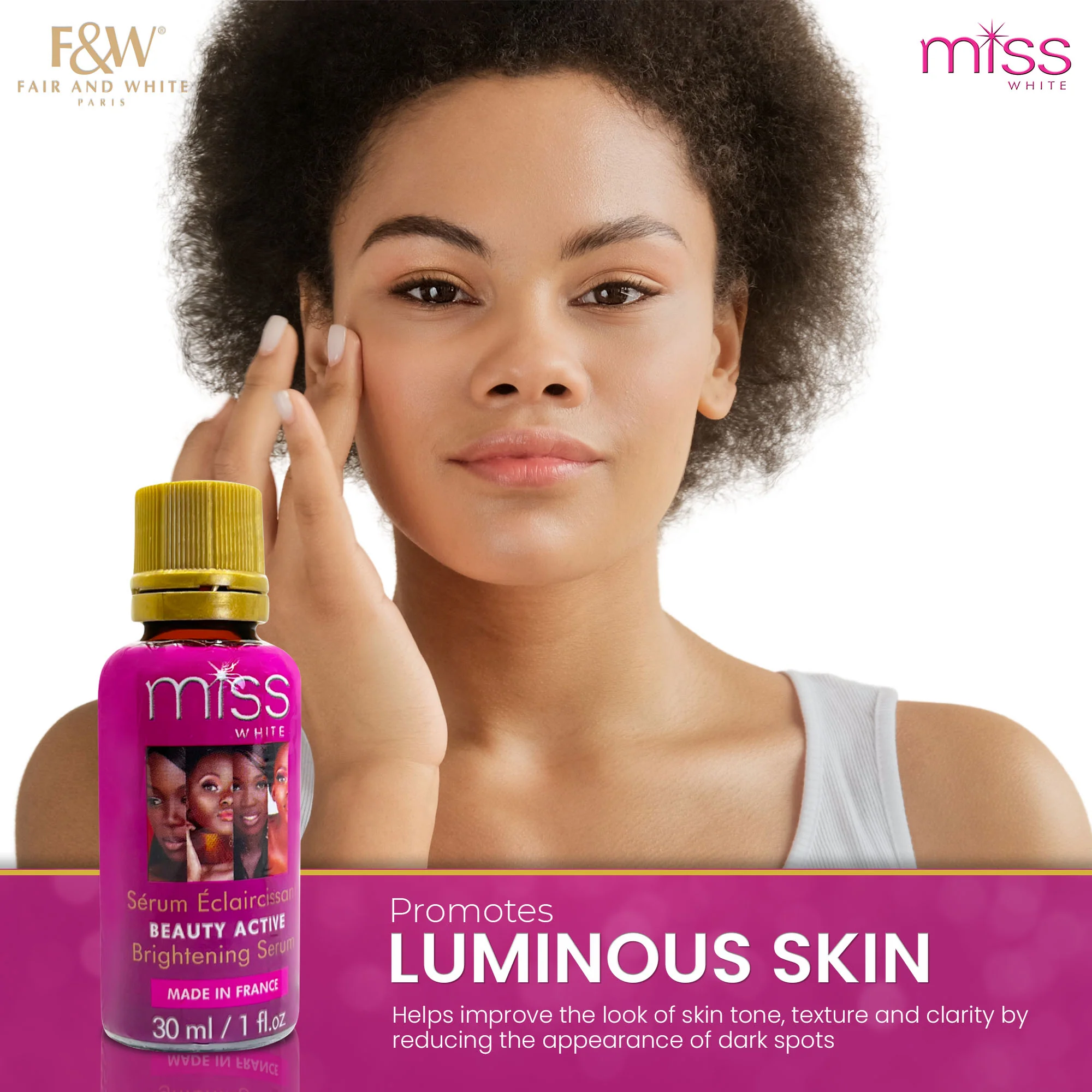 Fair & White Miss White Beauty Active Brightening Serum - Shining Skin - 30ml / 1.01 fl oz - Image 3