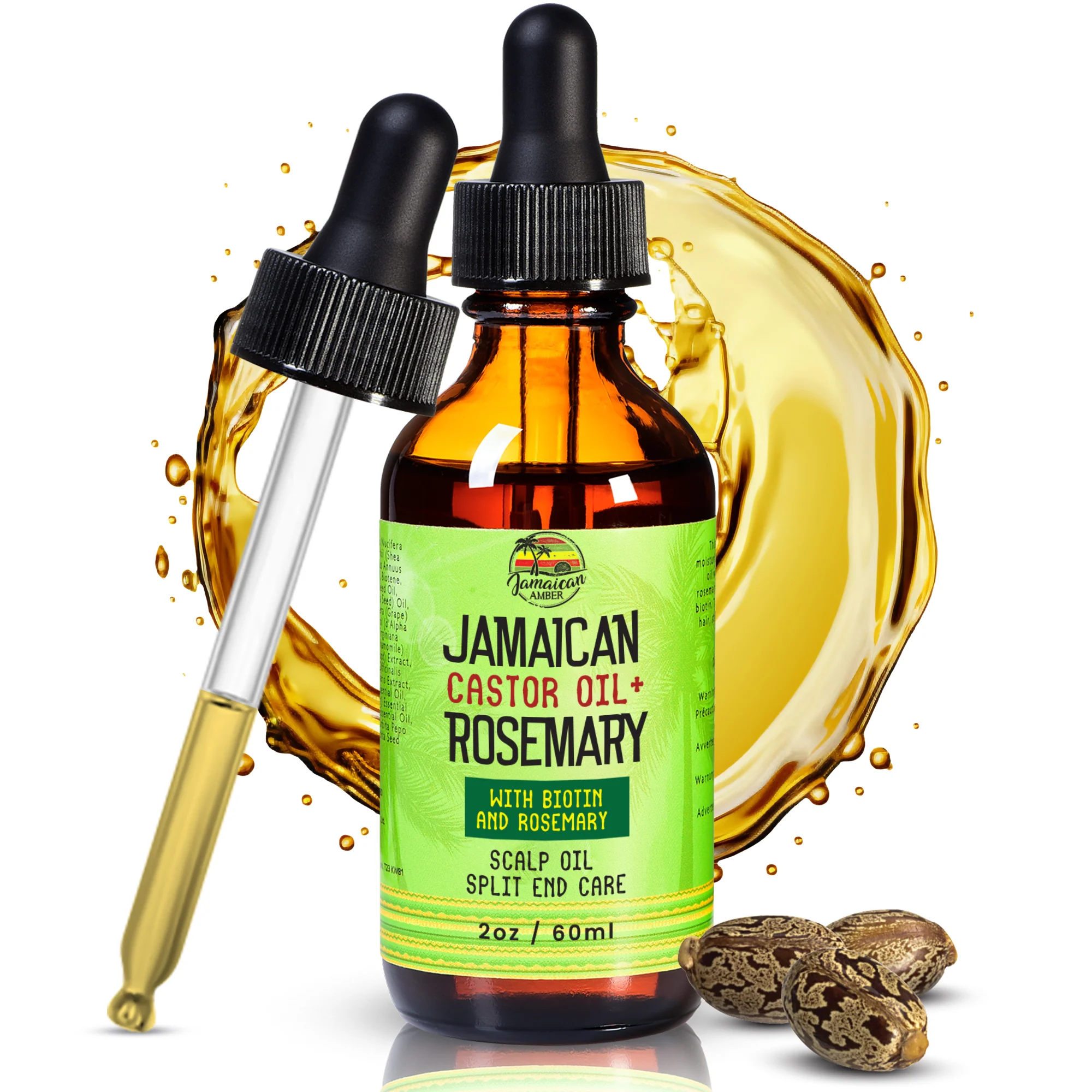 Jamaican Amber Jamaican Castor Oil & Rosemary Hair Oil 2 oz/60 ml - Image 4