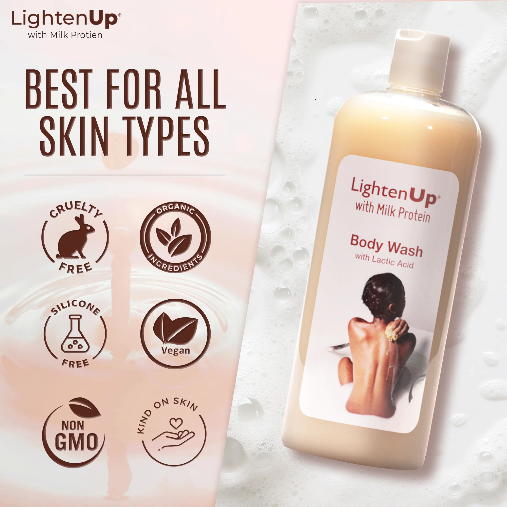 Lightenup Milk Protein Lactic Acid Shea Butter Shower Gel - 1000ml - Image 6