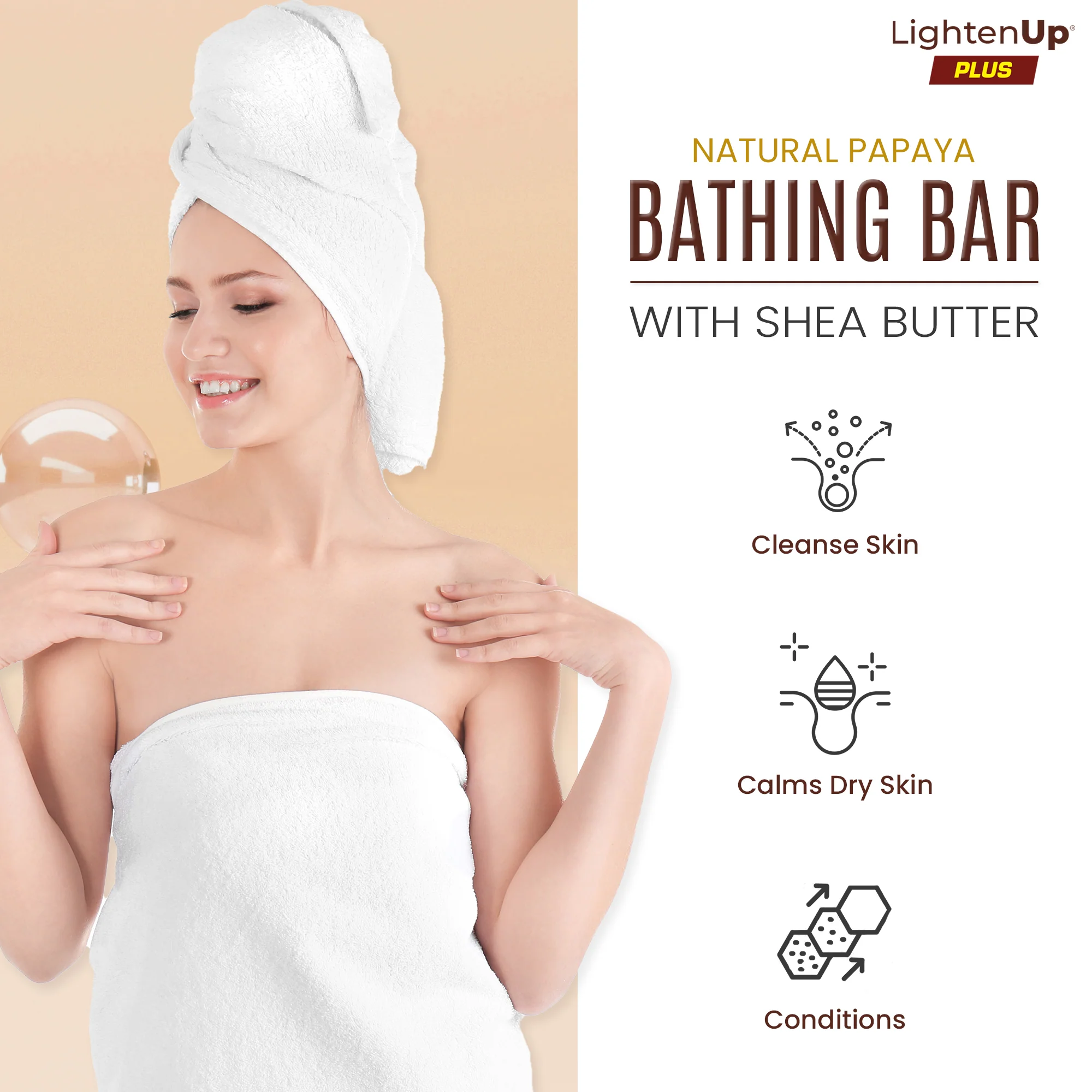 LightenUp Plus Papaya Bathing Bar With Shea Butter 80g / 2.82 fl oz - Image 3