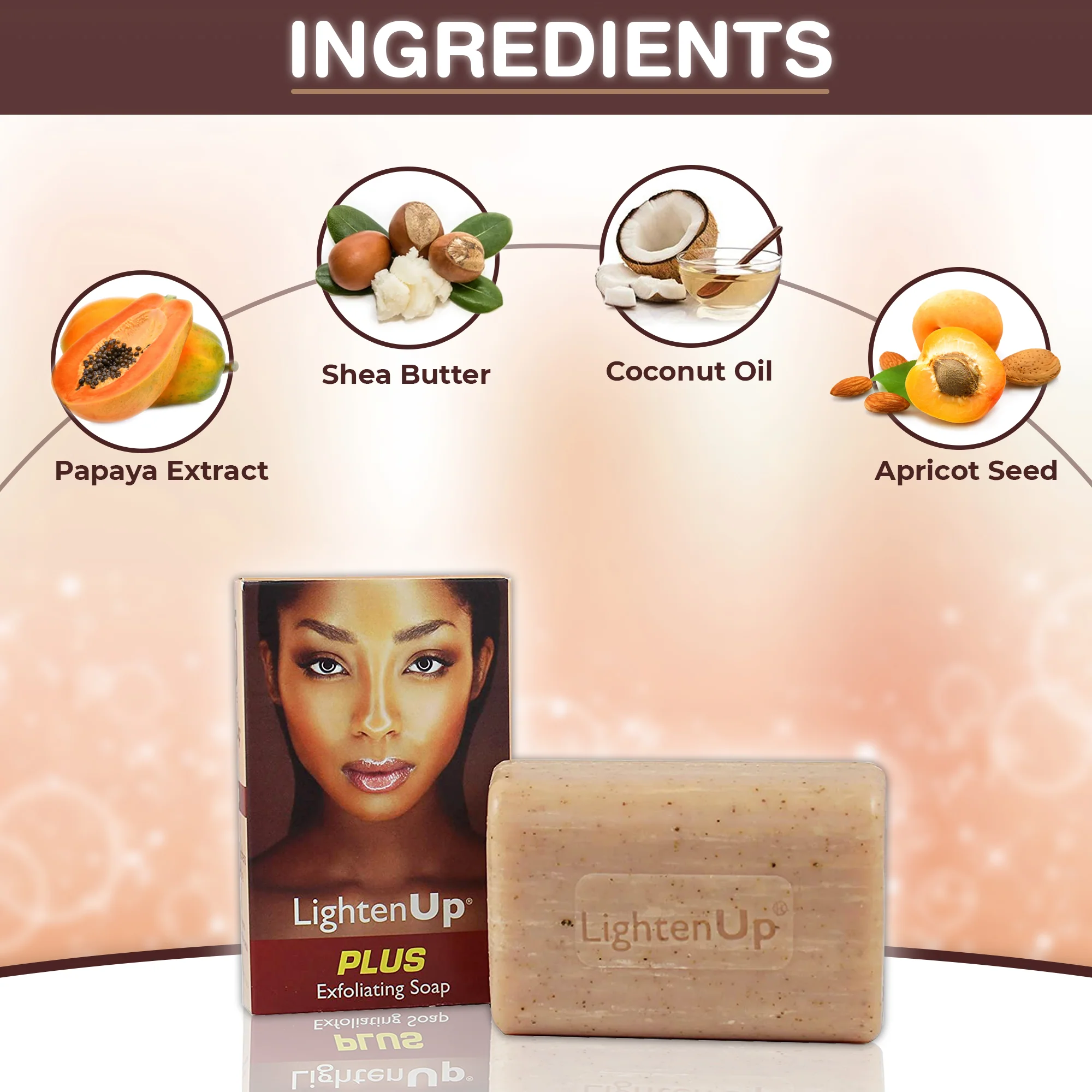 LightenUp Plus Shea Butter Exfoliating Soap 200g / 7.1 fl oz - Image 4