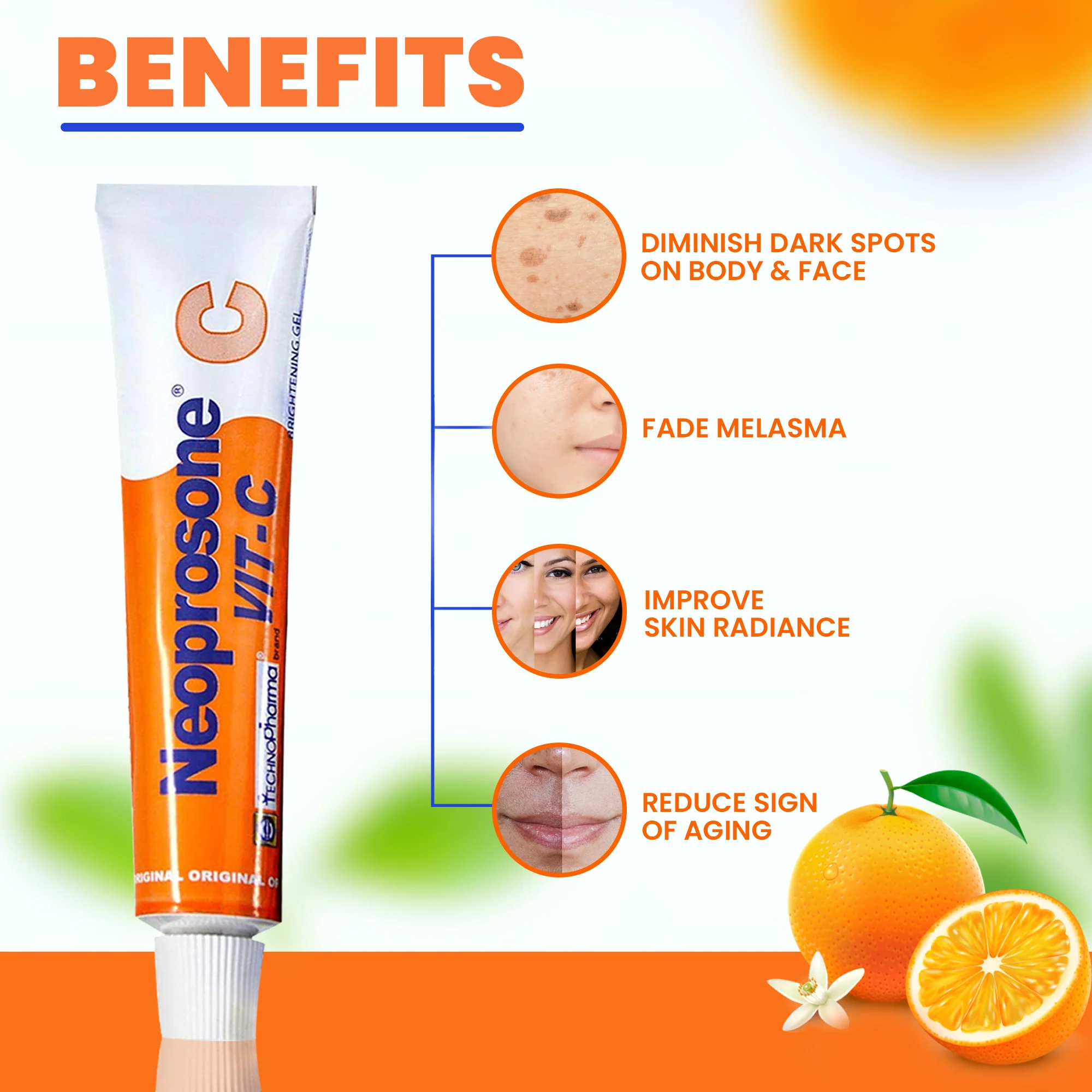 Neoprosone Brightening Gel Cream with Vitamin C – 30g / 1 Fl Oz - Image 3