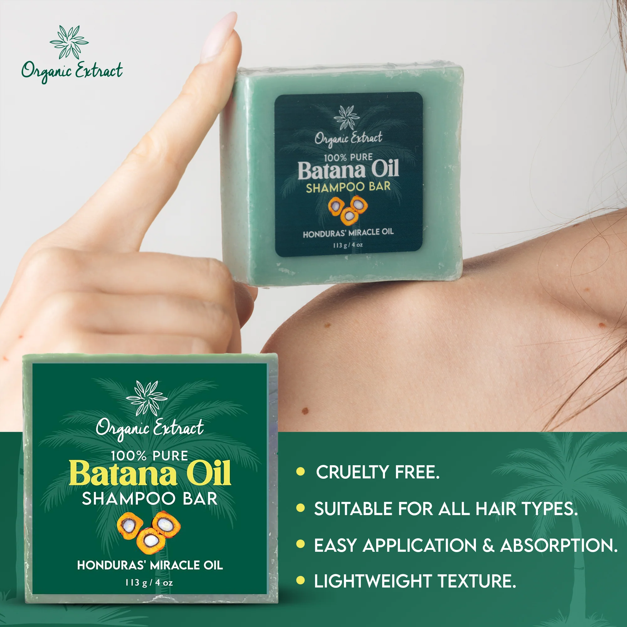 Organic Extract Batana Oil Hair Growth Shampoo Bar 4 oz/ 118ml - Image 6